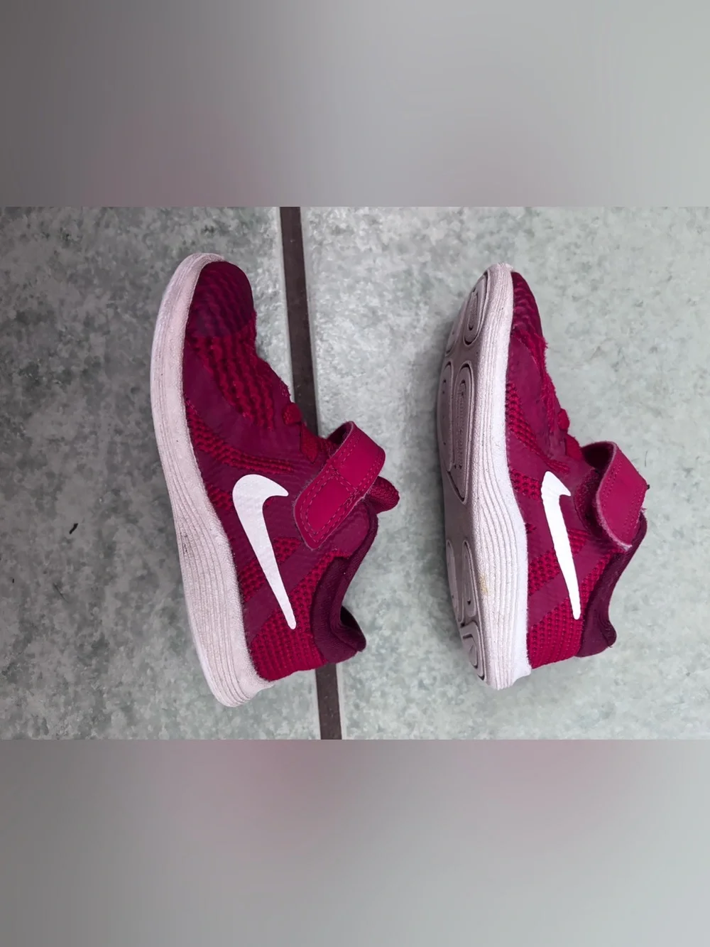 Nike Kids' red Mesh Athletic Shoes. Velcro  closure.